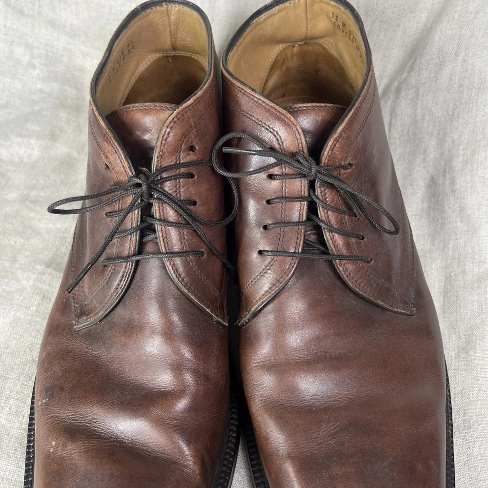Cole Haan Mens 12 Short Boot Brown Tie‎ Up Ankle Boot Leather Brown 12
